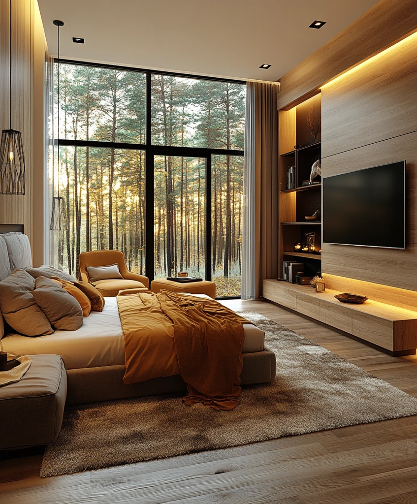 现代卧室大窗设计