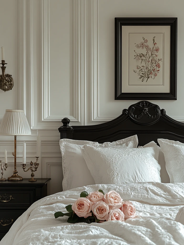 白色卧室黑色家具