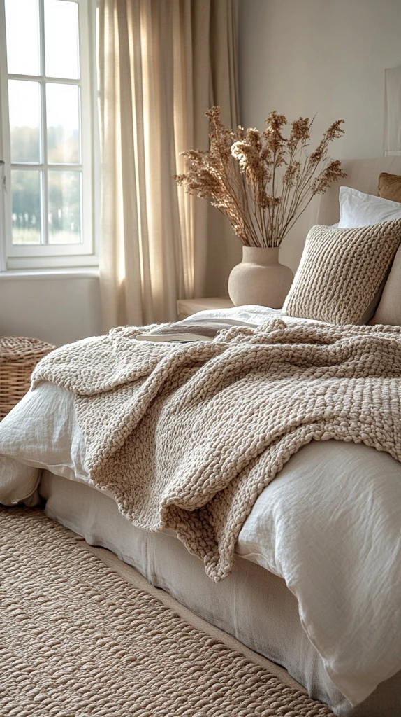 浅色床品简约卧房