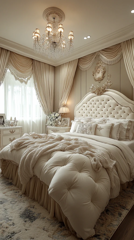 白色软床化妆台