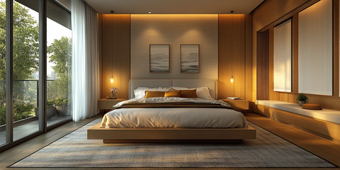 白色床铺简约卧室