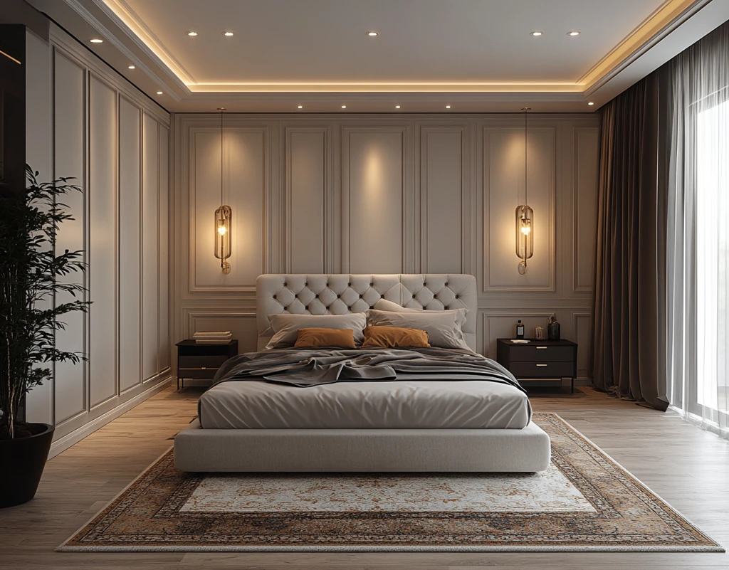 灰黑配色现代卧室