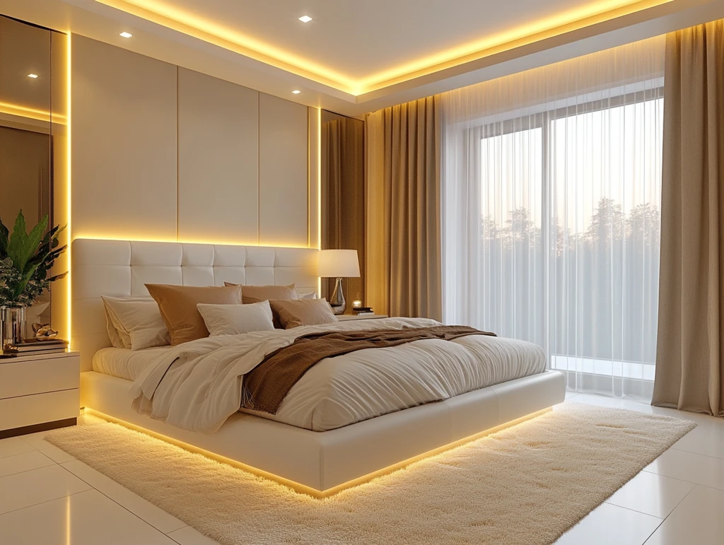 白色皮床卧室设计