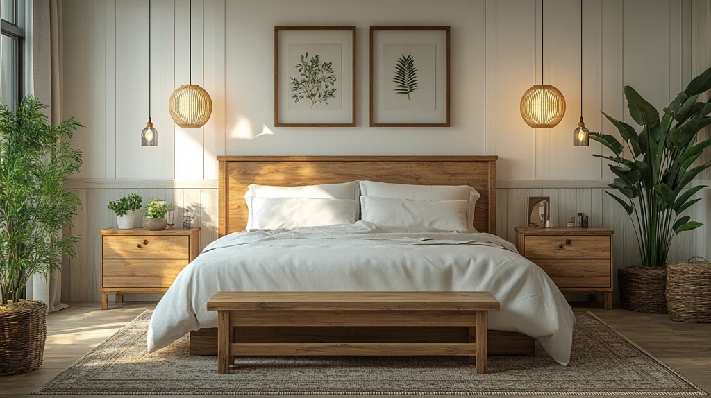 白墙木饰主卧设计