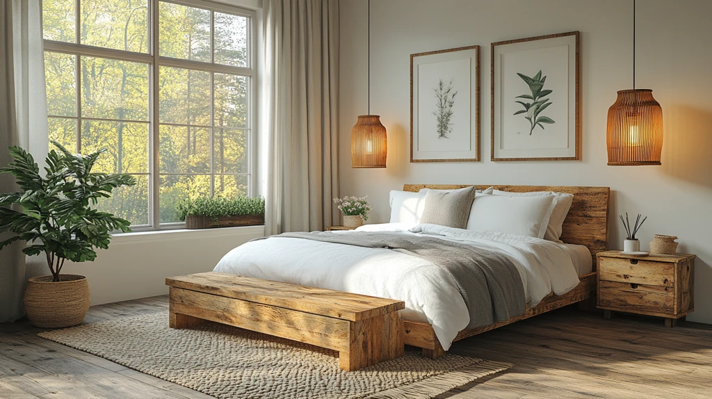 白墙木饰主卧设计