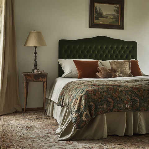 复古绿床头温暖卧室