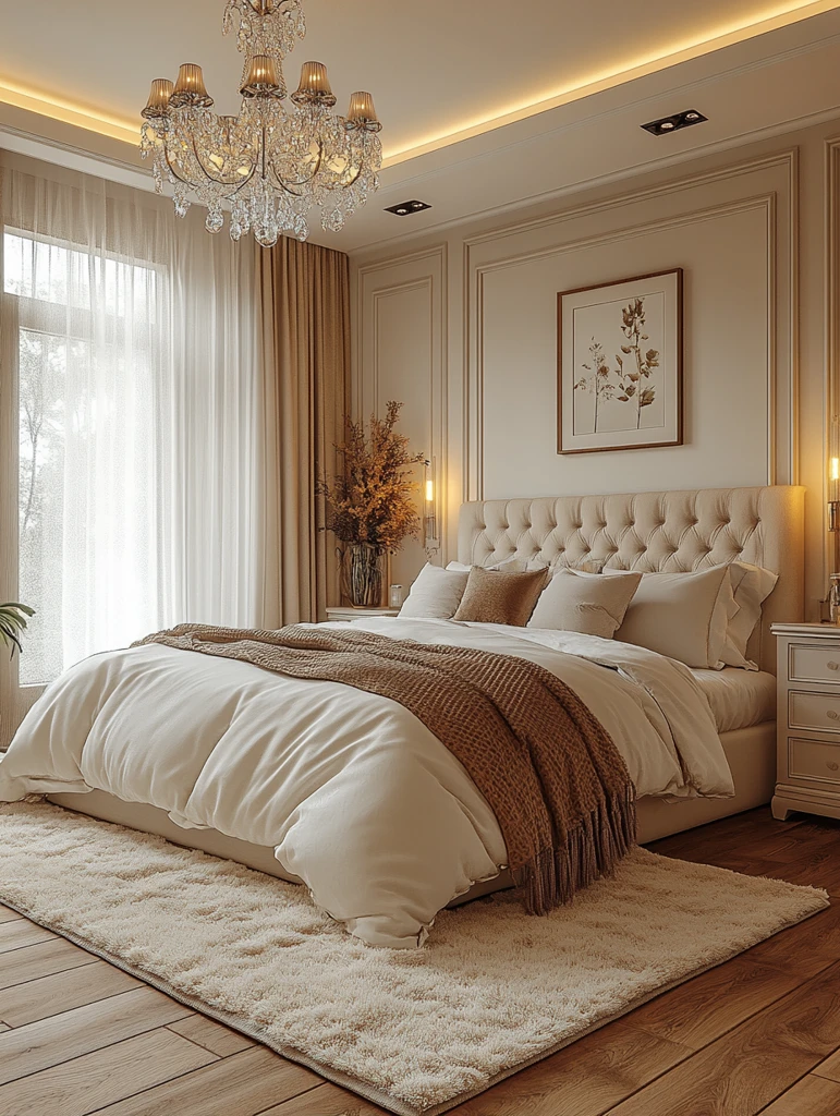 白色卧室水晶灯