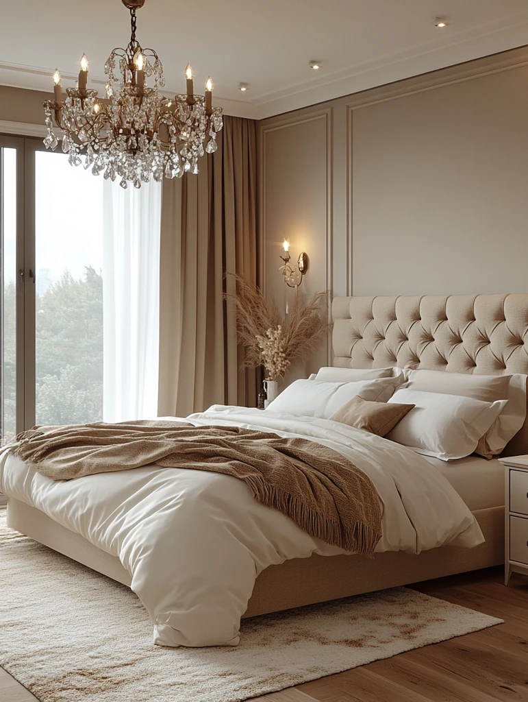 白色卧室水晶灯