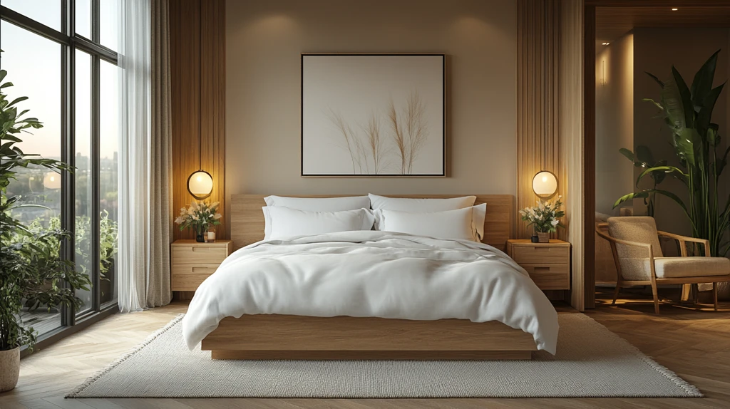 白色床品单幅画