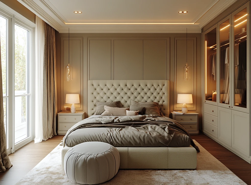 绿色床铺衣柜设计