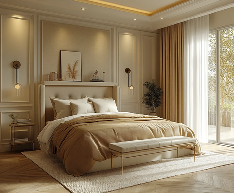 浅色木地板卧室