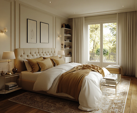 浅色木地板卧室