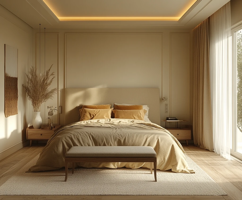 浅色木地板卧室