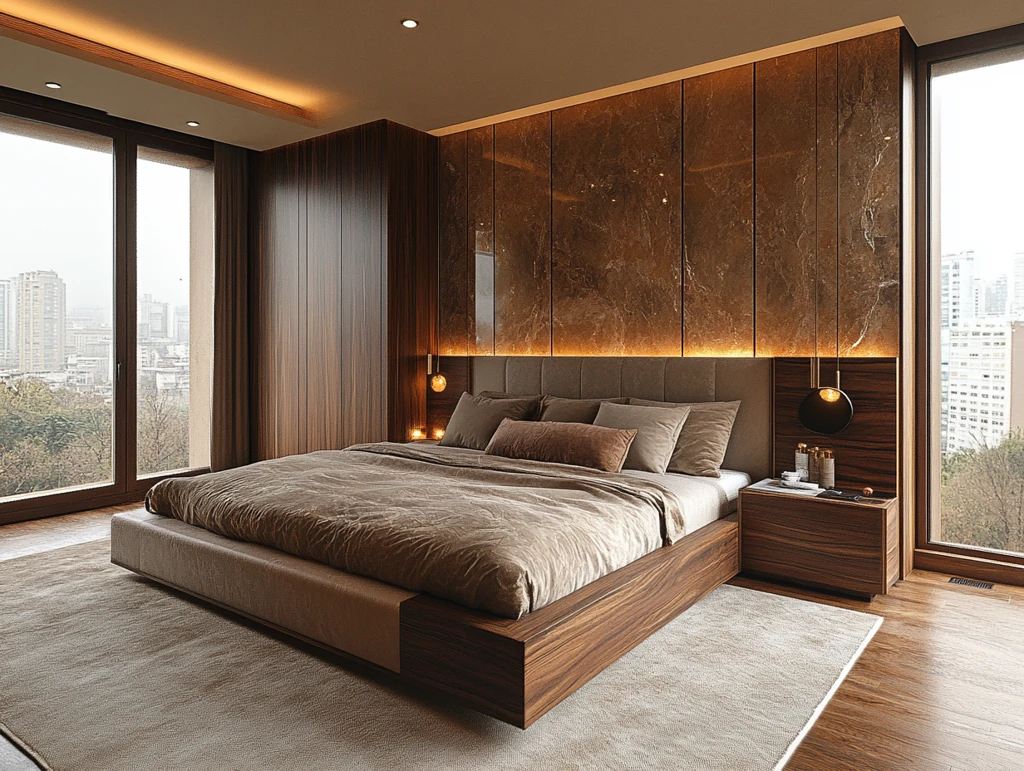 木质山景主卧公寓