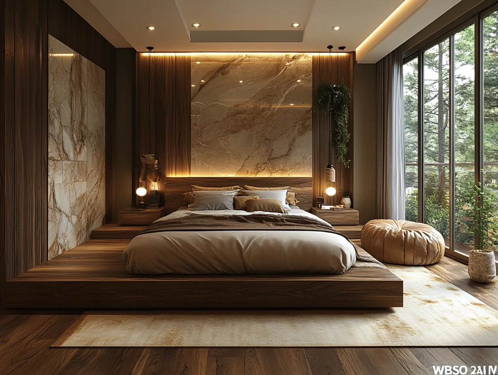 木质山景主卧公寓