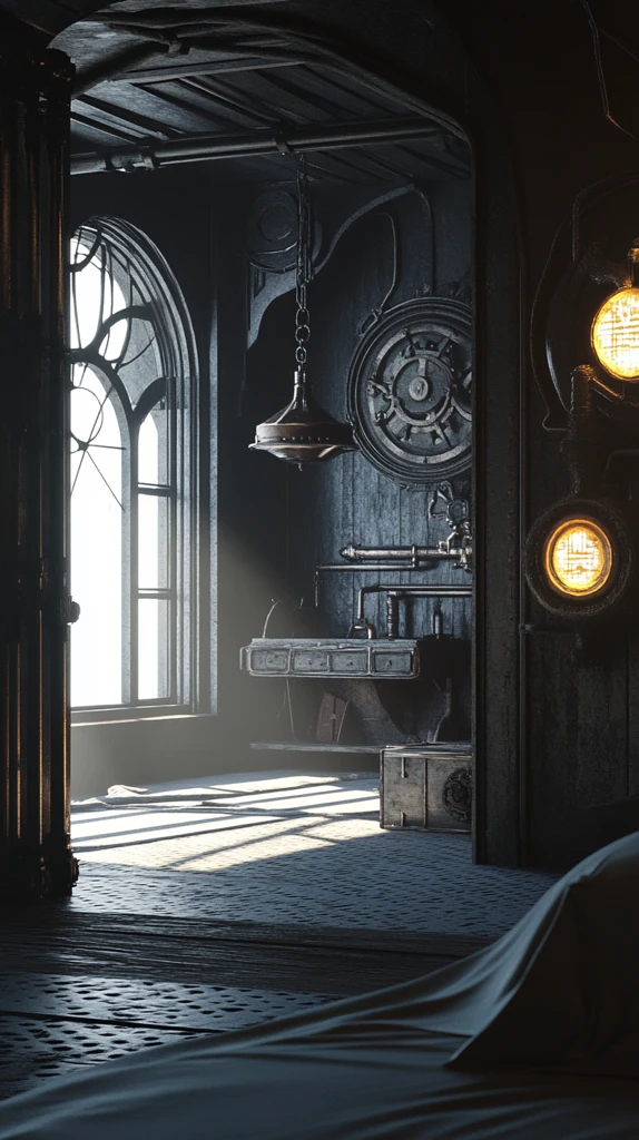 白色蒸汽朋克卧室