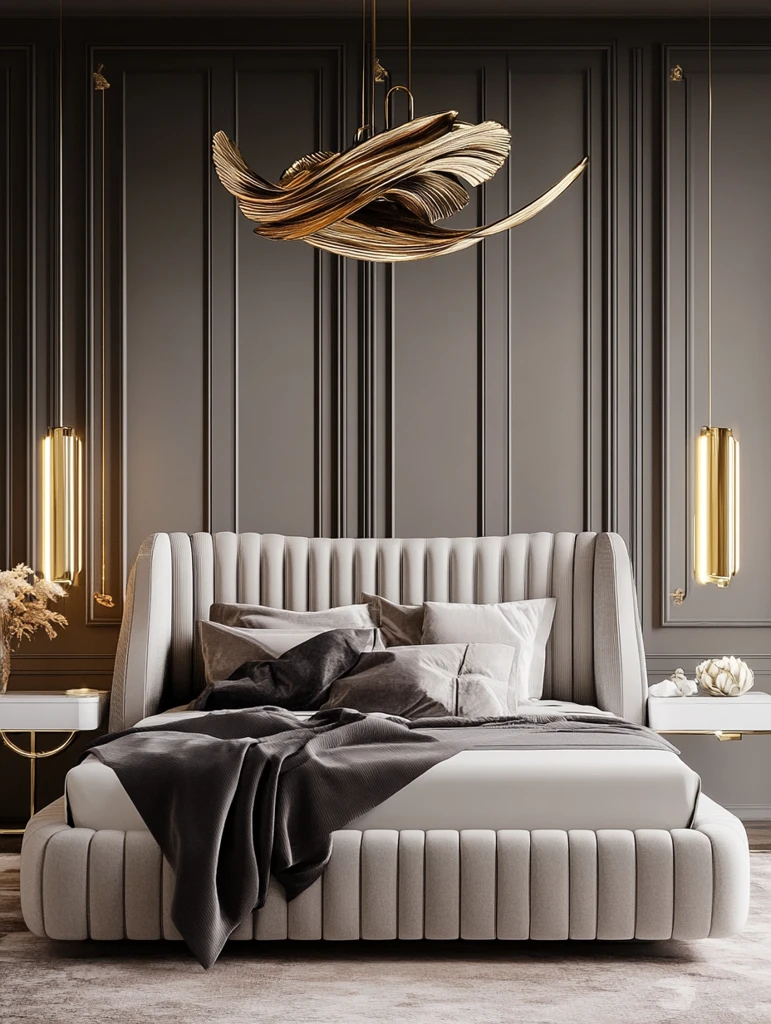 床与墙板金灯饰