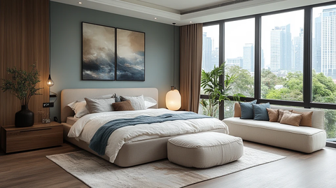 蓝灰色调卧室设计