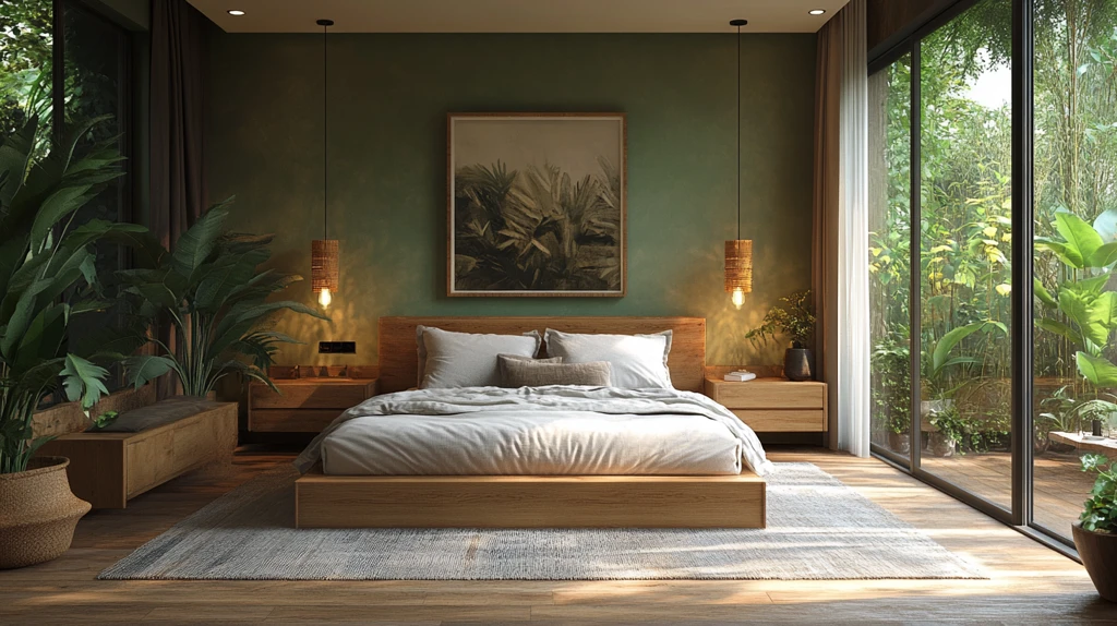 浅棕橄榄绿卧室