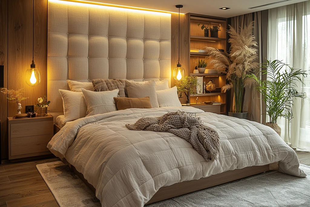 现代卧室自然材质