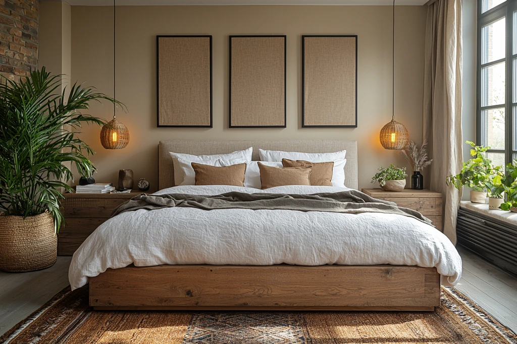 现代卧室自然材质