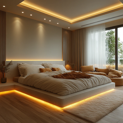 白色房间床和桌