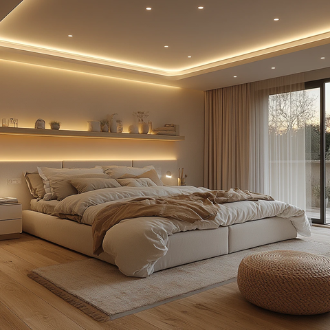 白色房间床和桌