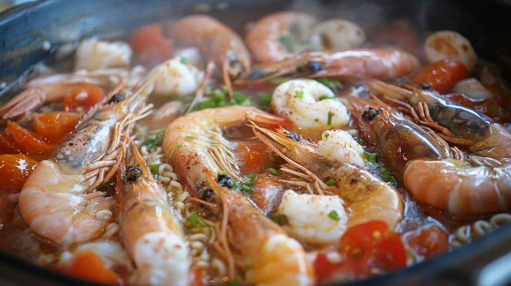 海鲜汤与番茄奶油