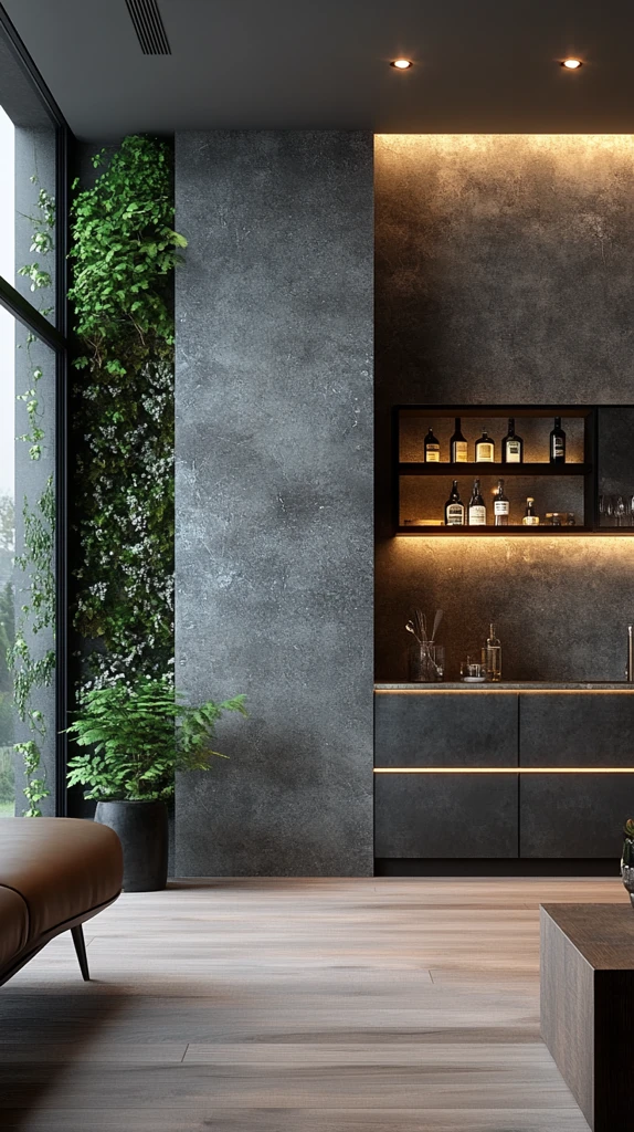 灰色绿色公寓设计