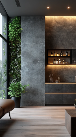 灰色绿色公寓设计