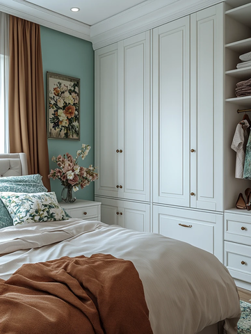白色衣柜卧室布局