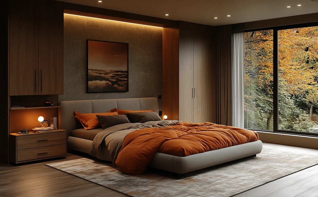 浅棕灰卧室布局