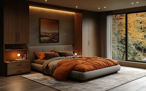 浅棕灰卧室布局