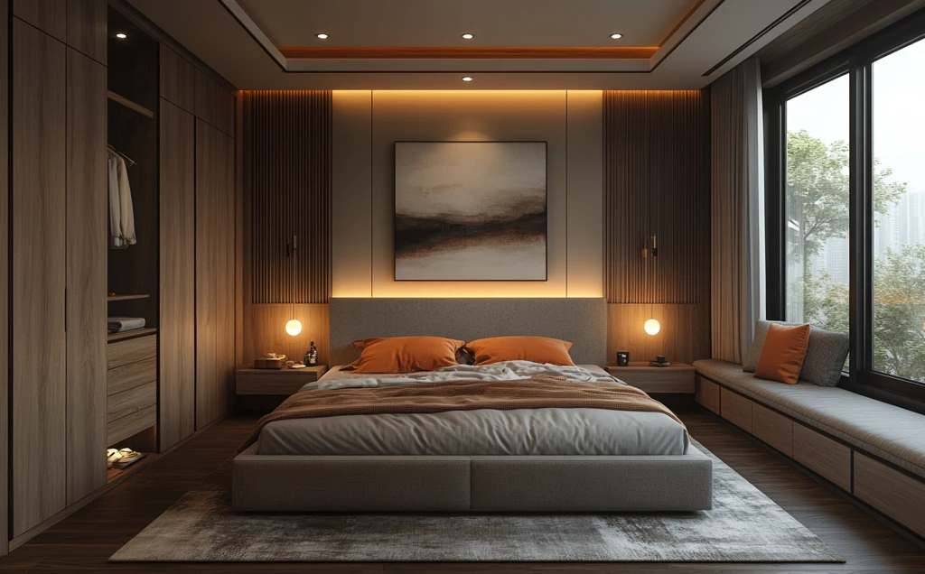 浅棕灰卧室布局