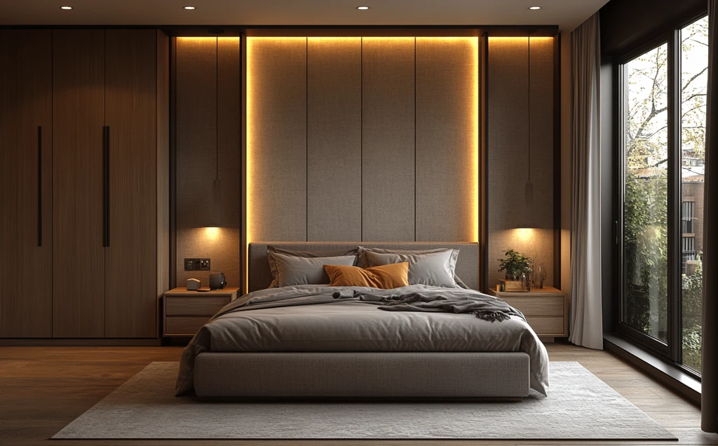 浅棕灰卧室布局