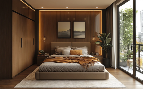 浅棕灰卧室布局