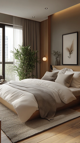 灰色墙面木地板卧室