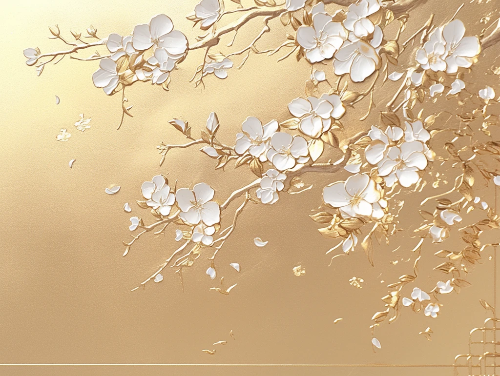 金箔樱花雕刻背景