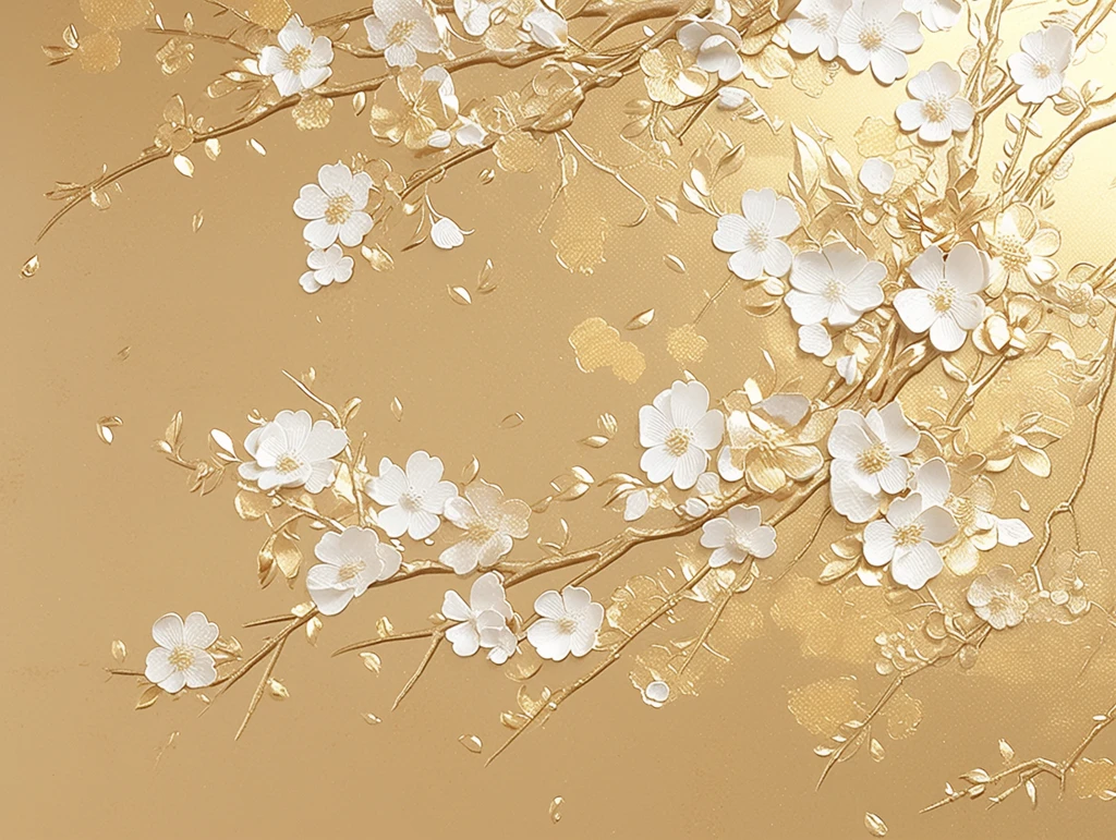 金箔樱花雕刻背景