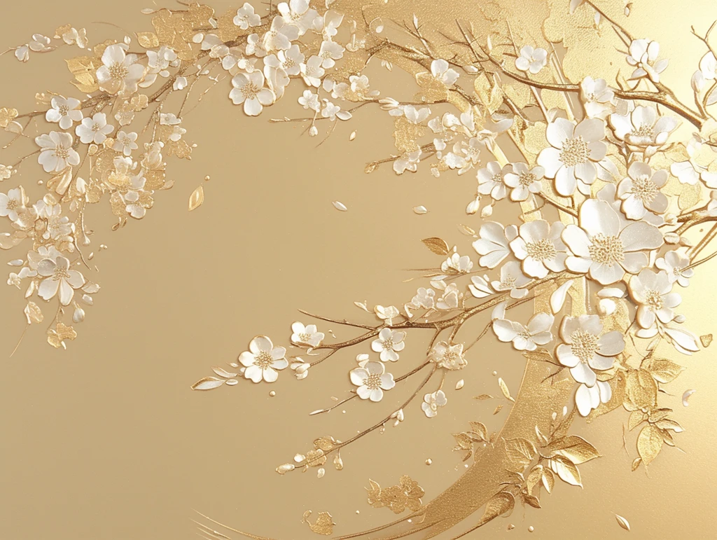 金箔樱花雕刻背景