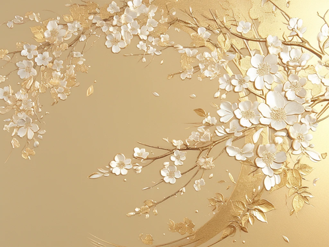 金箔樱花雕刻背景