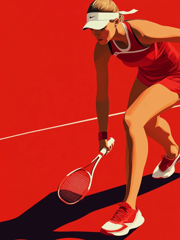 红衣女子网球场