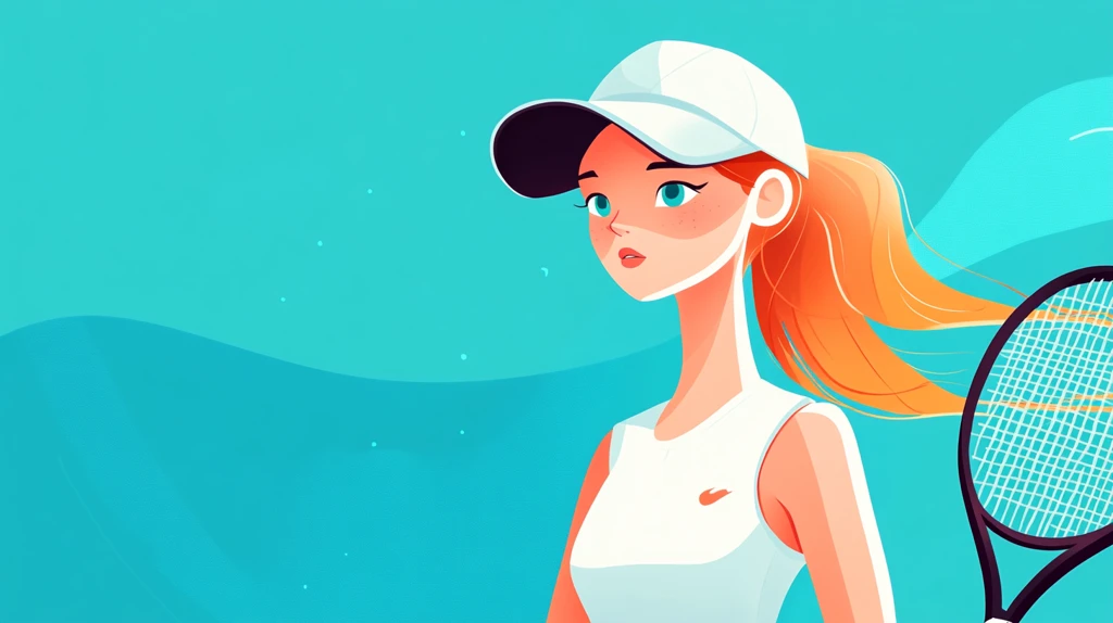 网球少女准备发球