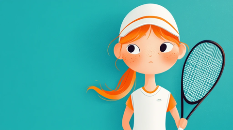 网球少女准备发球