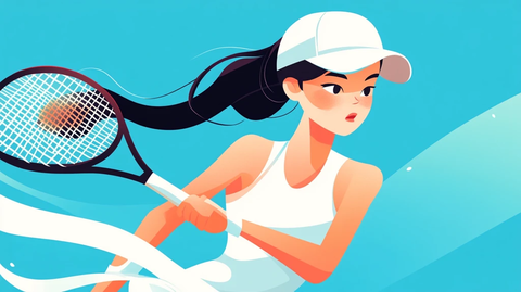 网球少女准备发球