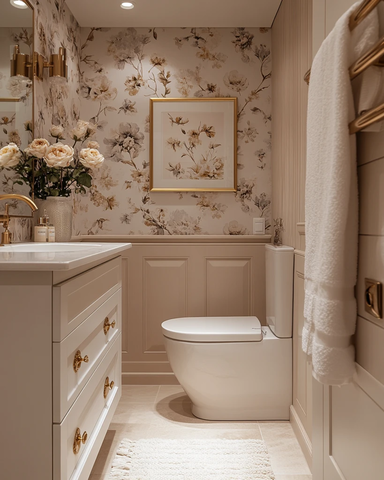 灰色花纹墙纸厕所