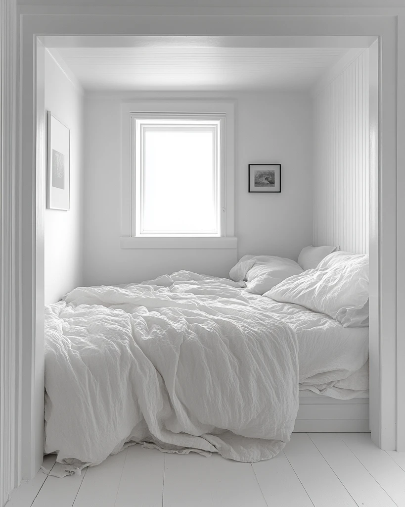 无床白色卧室照