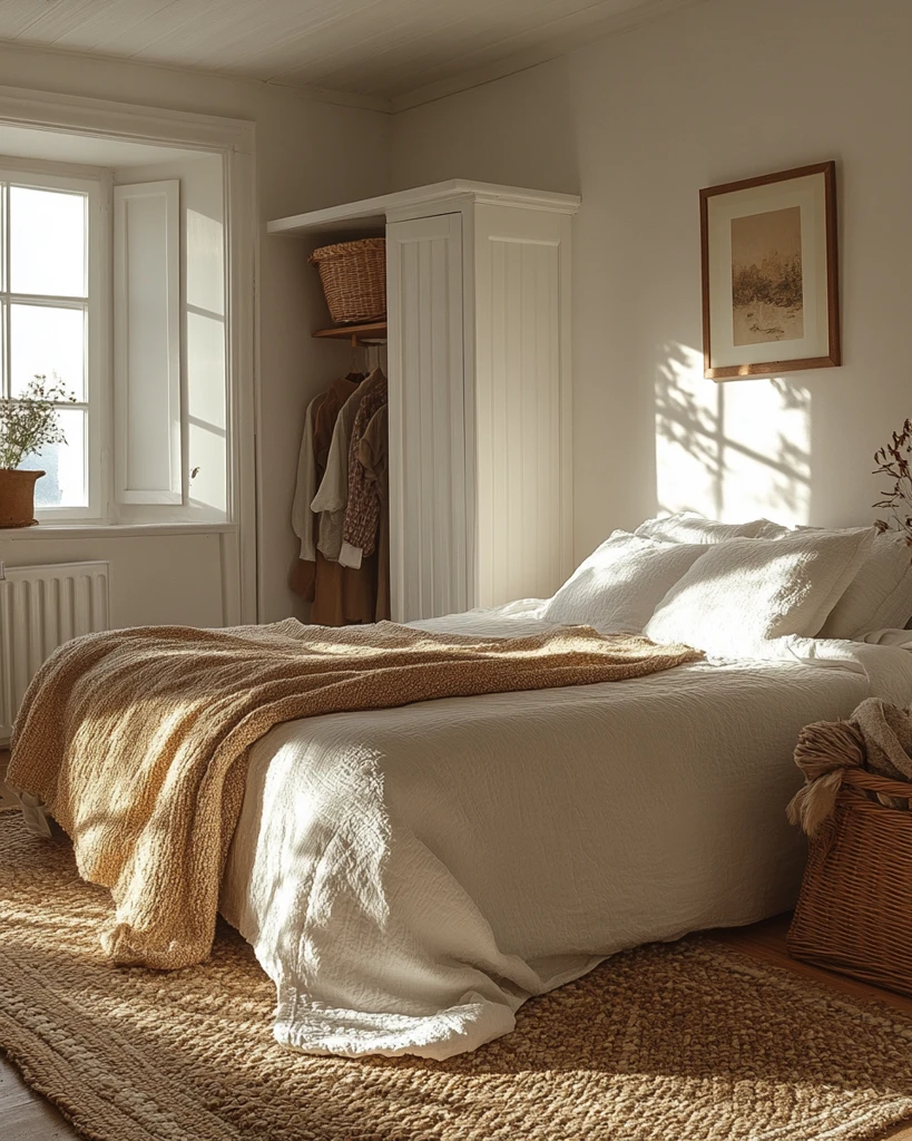 无床白色卧室照