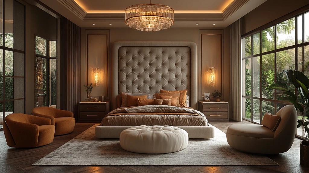 现代床与灯具设计