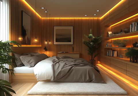 木质墙壁格子柜卧室